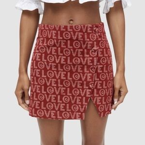 Urban Outfitters Gianna Love Red Curduroy Mini Skirt Size Medium